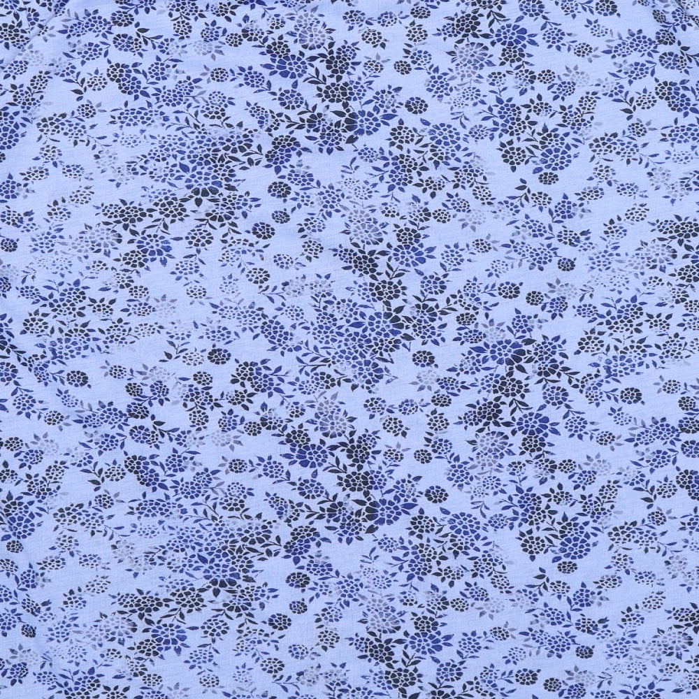 M&S Womens Blue Floral  Basic T-Shirt Size 16