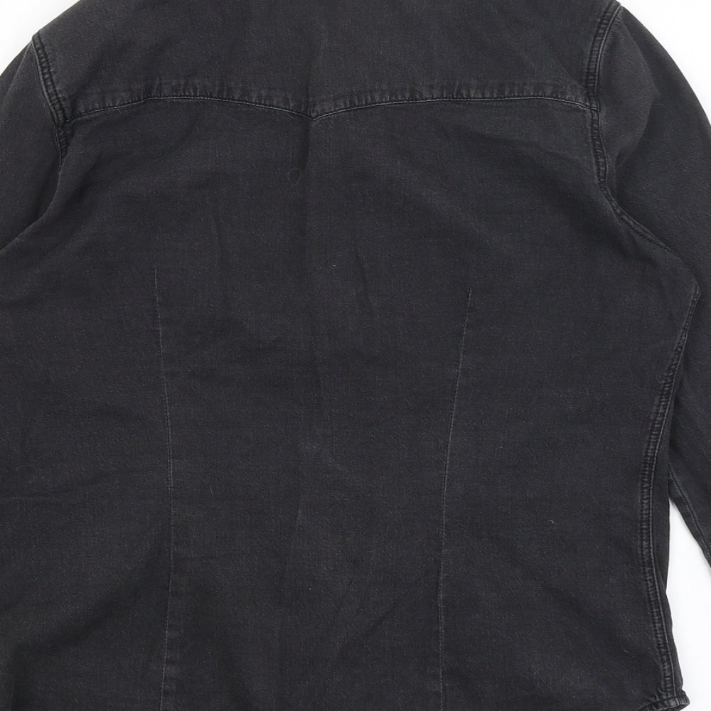Pull & Bear Mens Black    Button-Up Size M
