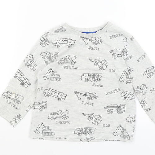 F7F Boys Grey   Basic T-Shirt Size 2-3 Years  - Diggers & Trucks