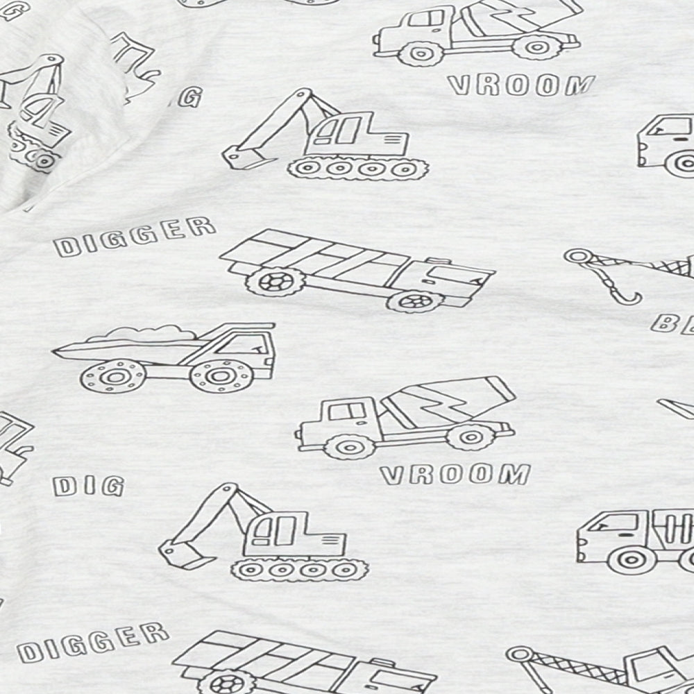 F7F Boys Grey   Basic T-Shirt Size 2-3 Years  - Diggers & Trucks