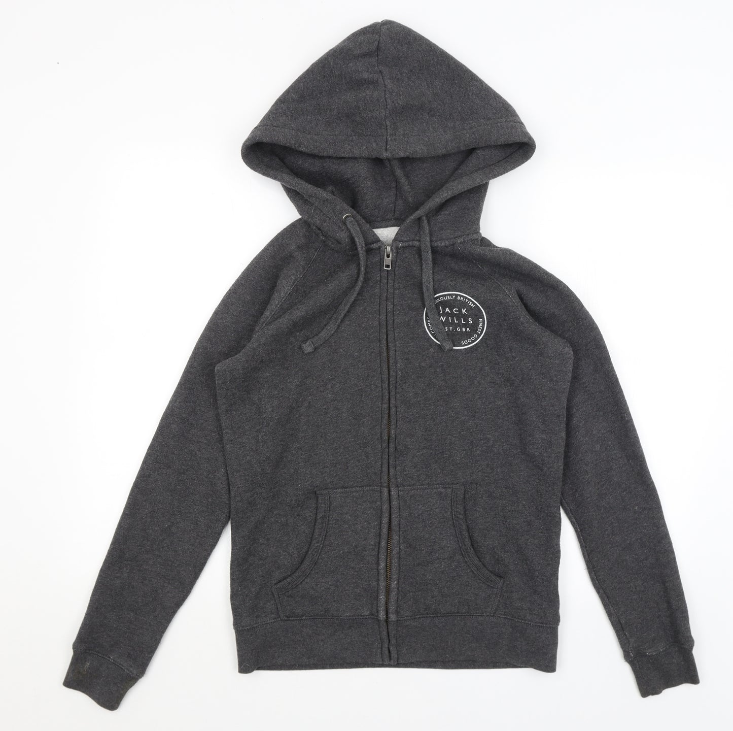 Jack Wills Womens Grey   Full Zip Hoodie Size 10