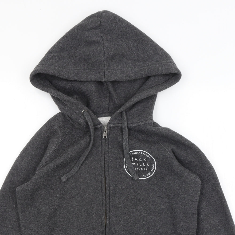Jack Wills Womens Grey   Full Zip Hoodie Size 10