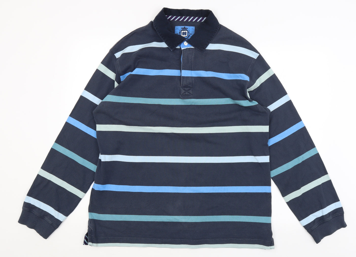 Blue Harbour Mens Blue Striped   T-Shirt Size L