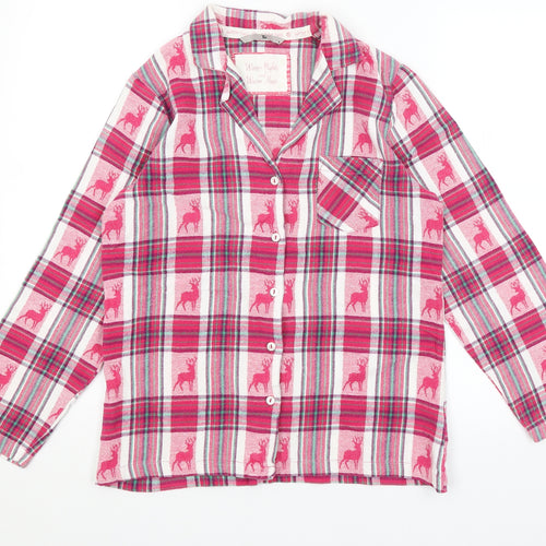 TU Womens Pink Plaid  Top Pyjama Top Size 8  - Reindeer