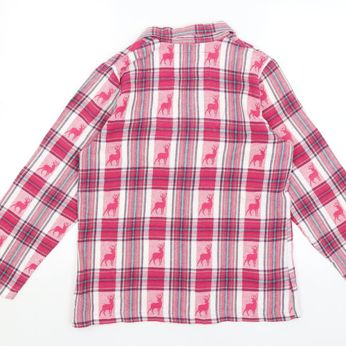 TU Womens Pink Plaid  Top Pyjama Top Size 8  - Reindeer
