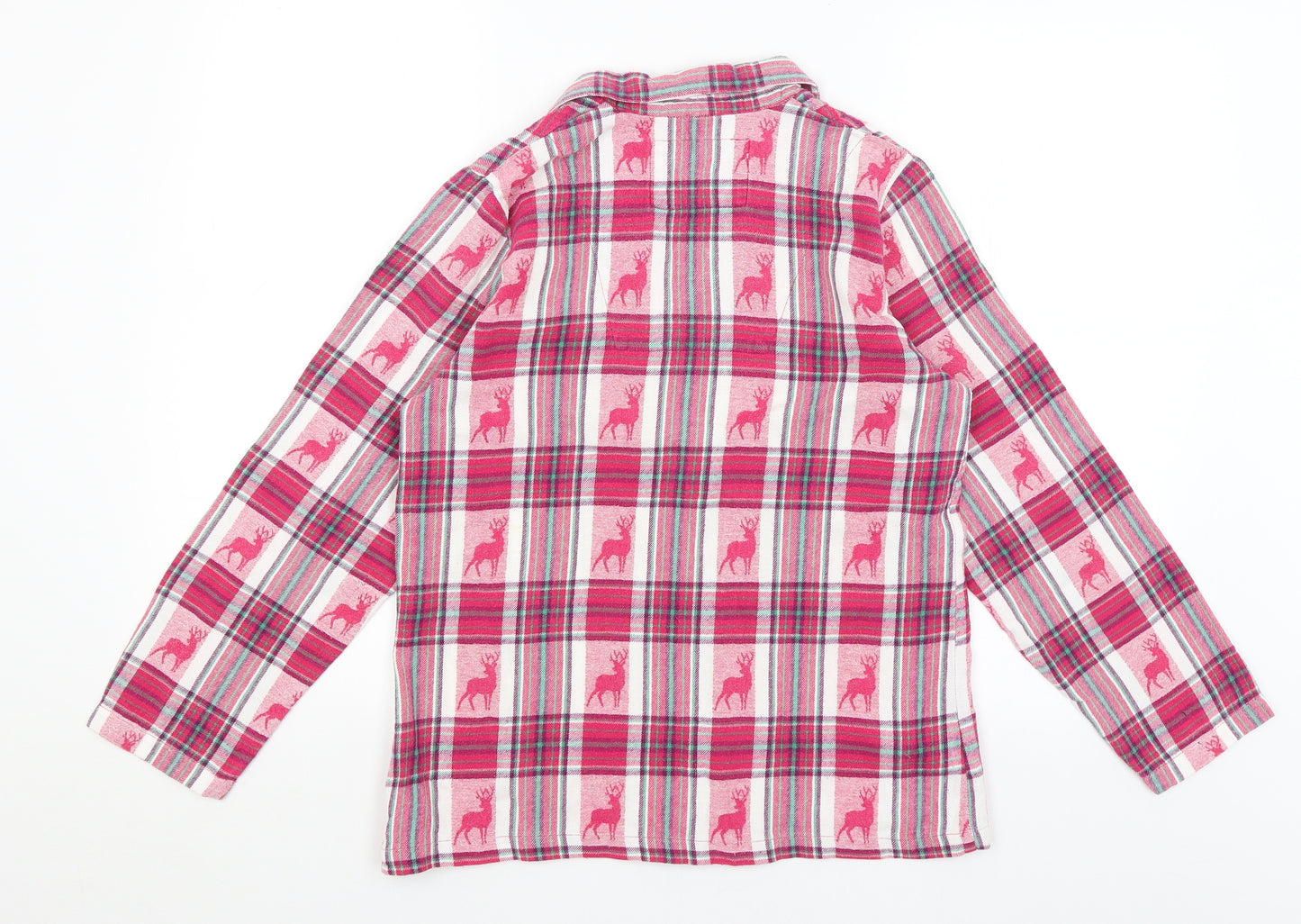TU Womens Pink Plaid  Top Pyjama Top Size 8  - Reindeer