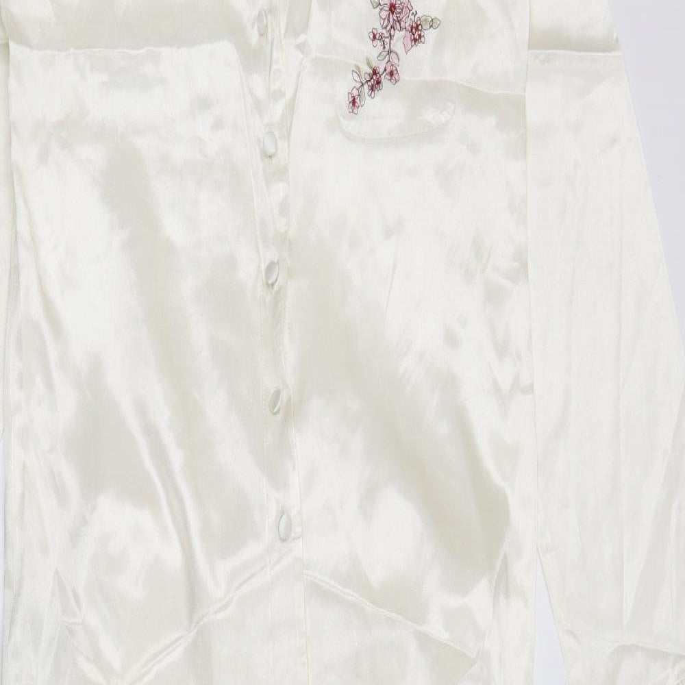 Presence Womens Ivory Solid  Top Pyjama Set Size 8