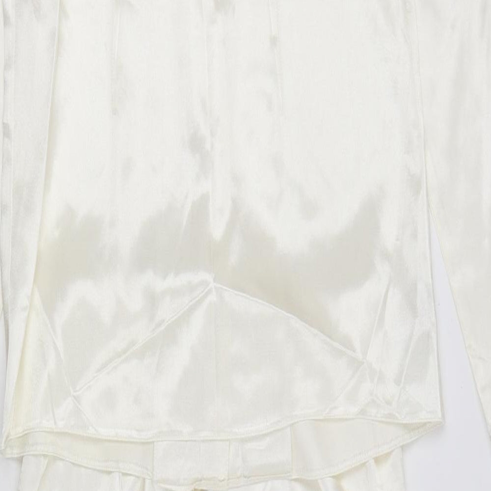 Presence Womens Ivory Solid  Top Pyjama Set Size 8