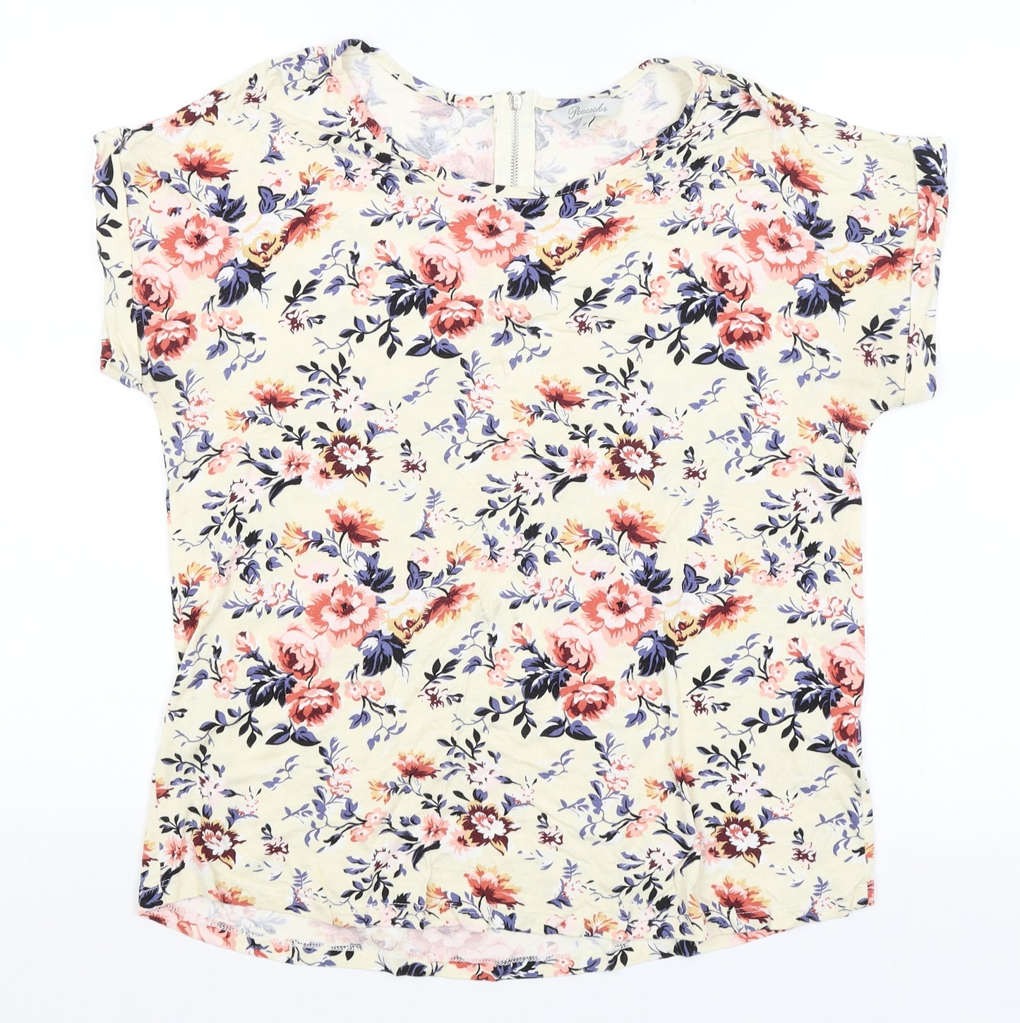 Peacocks Womens Yellow Floral  Basic T-Shirt Size 16