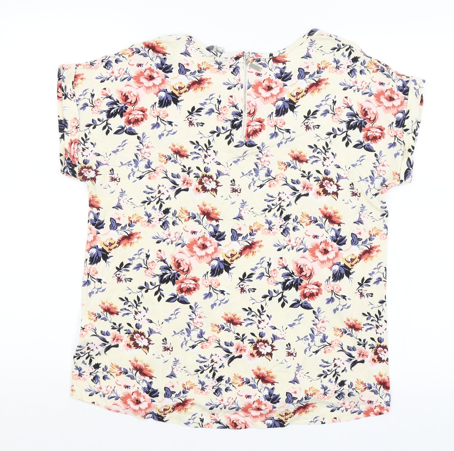 Peacocks Womens Yellow Floral  Basic T-Shirt Size 16