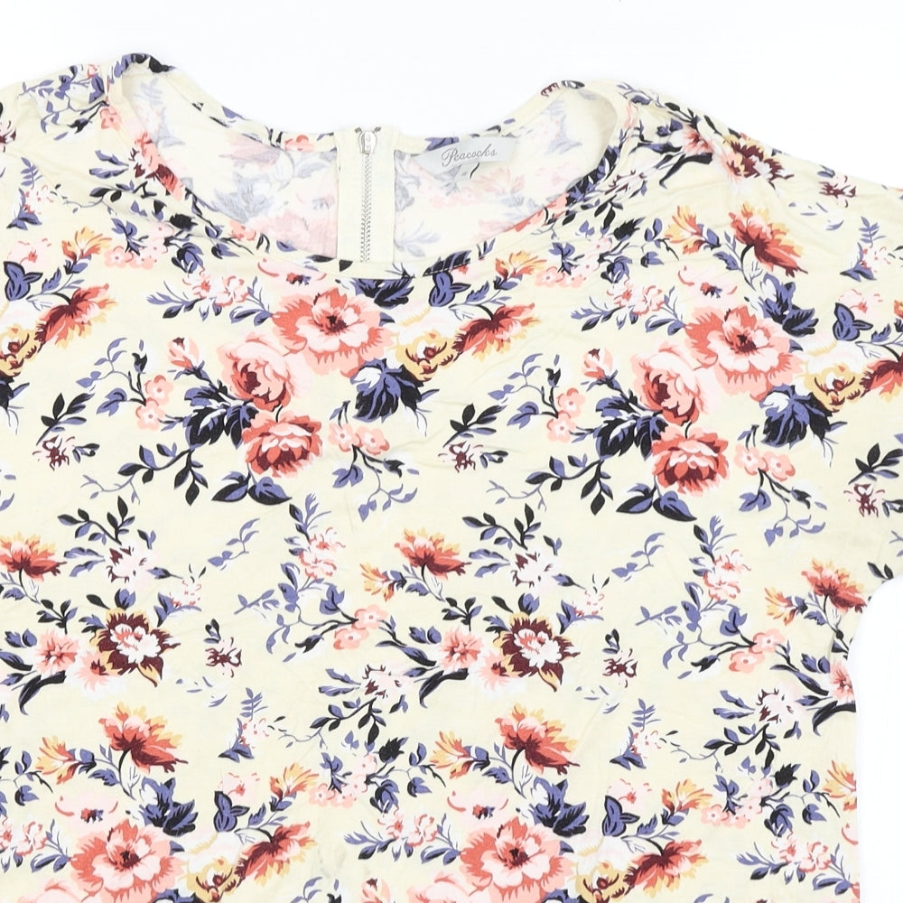 Peacocks Womens Yellow Floral  Basic T-Shirt Size 16