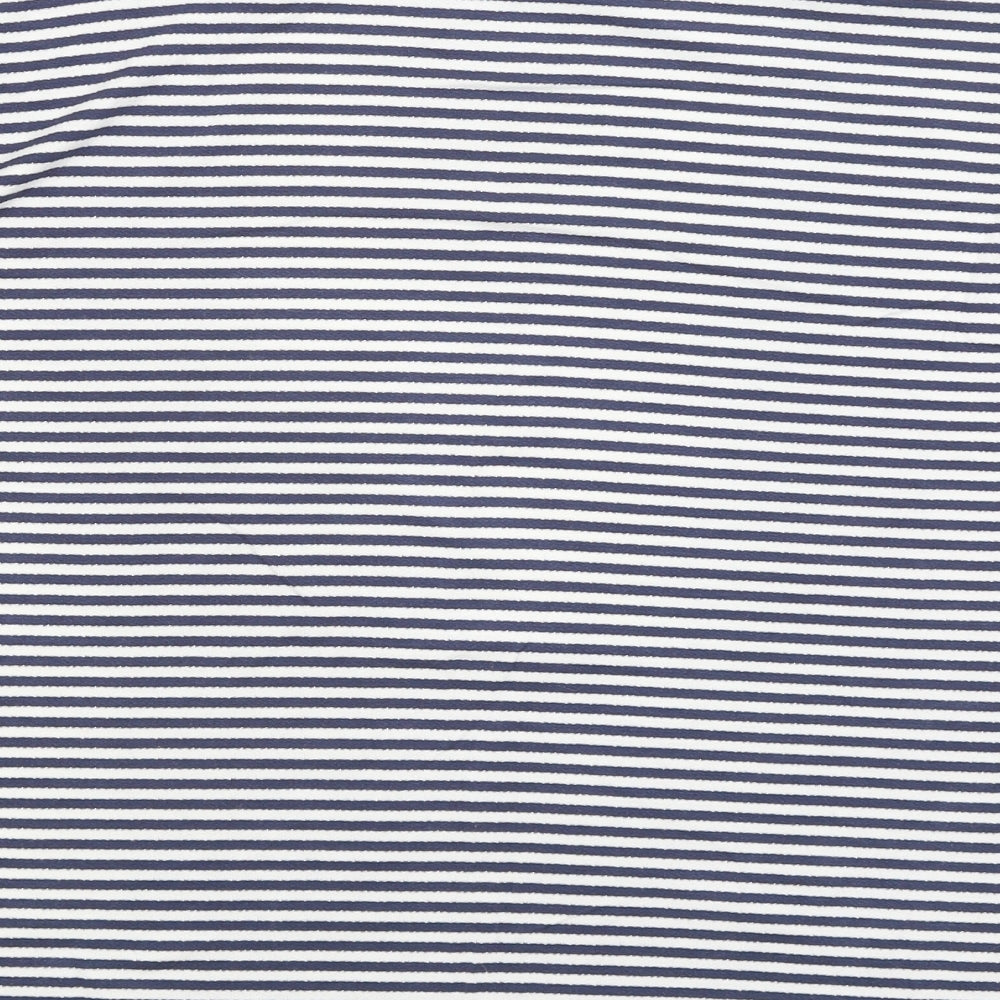 Avenue Womens White Striped  Basic T-Shirt Size 8