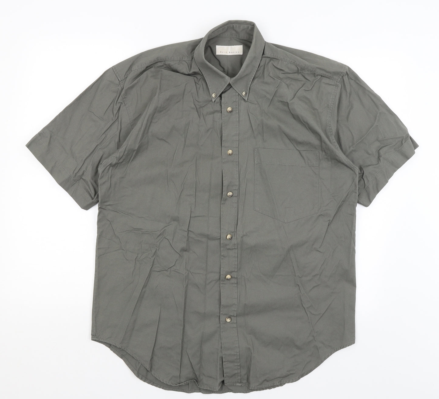 Best Basics Mens Green    Button-Up Size M