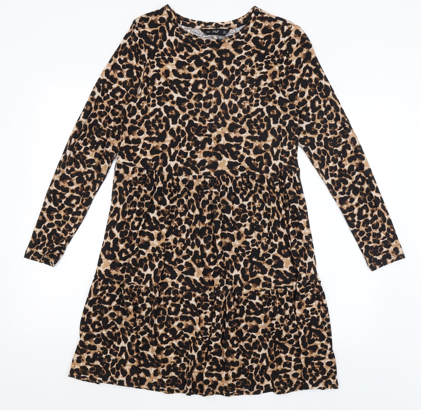 F&F Womens Orange Animal Print  Fit & Flare  Size 12