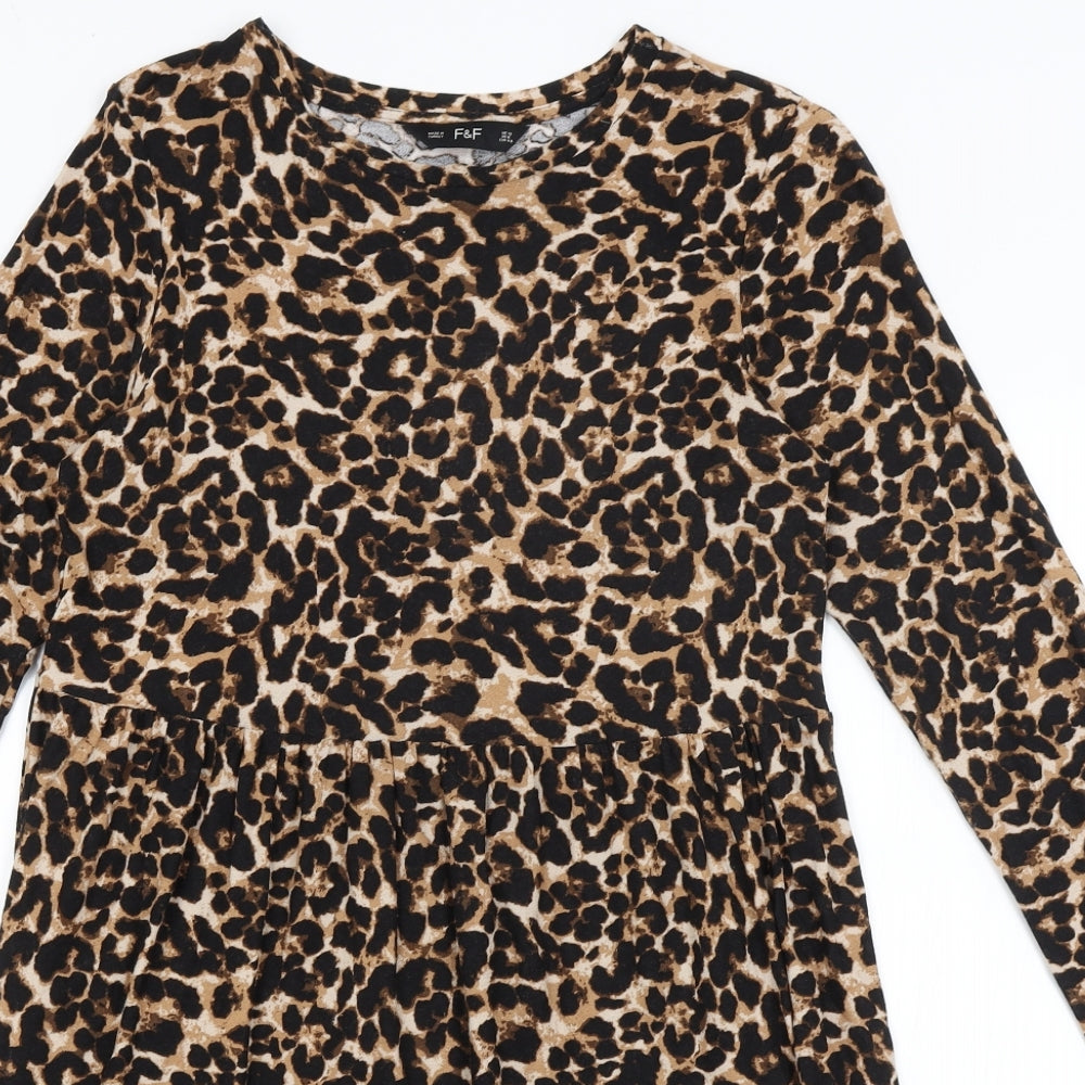 F&F Womens Orange Animal Print  Fit & Flare  Size 12
