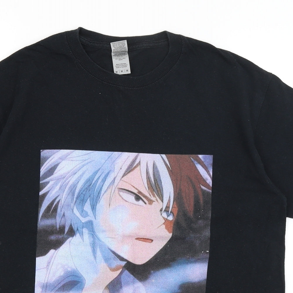 Gildan Mens Black    T-Shirt Size M  - Anime