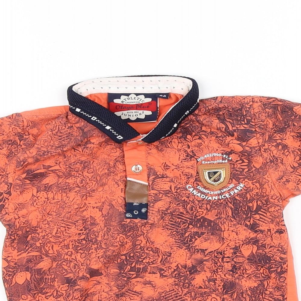 otaya plus Girls Orange Floral   Polo Size 5 Years