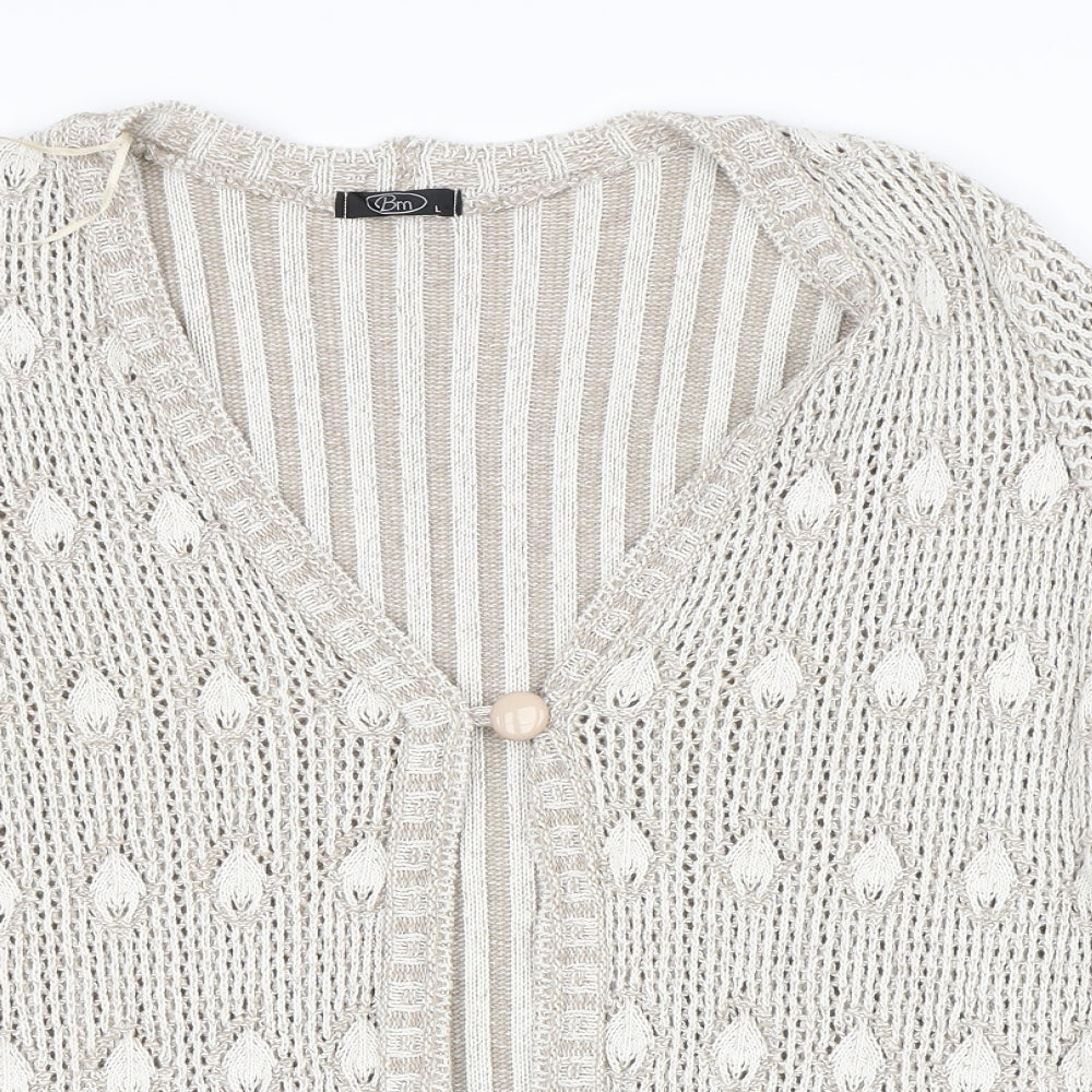 BM Womens Beige   Cardigan Jumper Size L