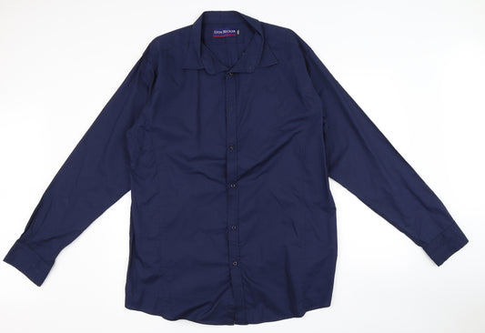 Front view of Lyon Becker men’s blue button-up, size 2XL