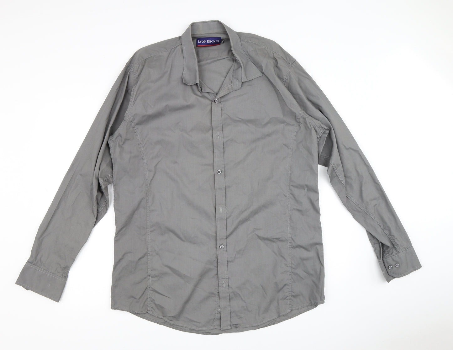 Lyon Becker Mens Grey    Button-Up Size 2XL