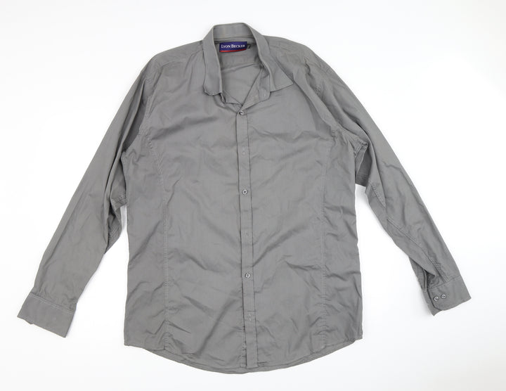 Lyon Becker Mens Grey    Button-Up Size 2XL