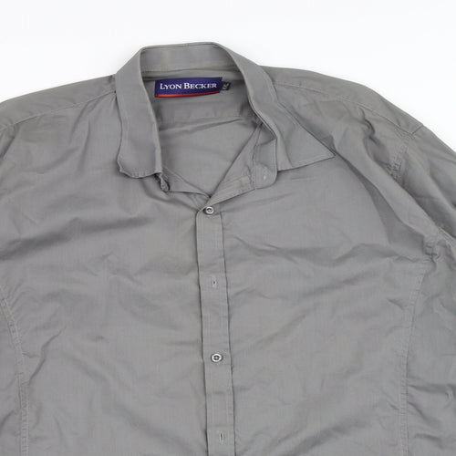 Lyon Becker Mens Grey    Button-Up Size 2XL