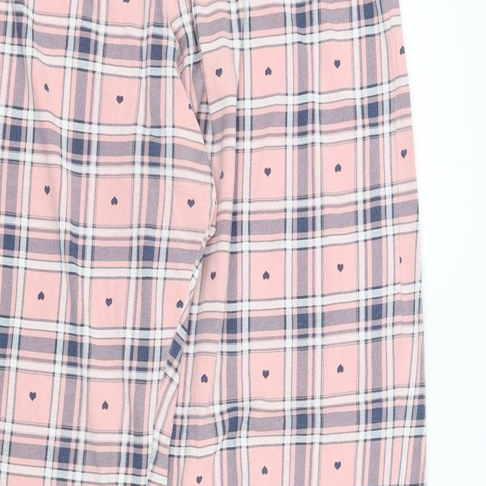 M&S Womens Pink Plaid  Chemise Pyjama Set Size 12
