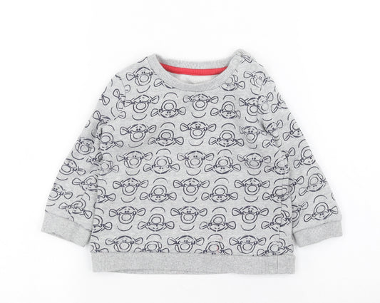 Front view of George boys’ grey jumper, size 12-18, months - disney