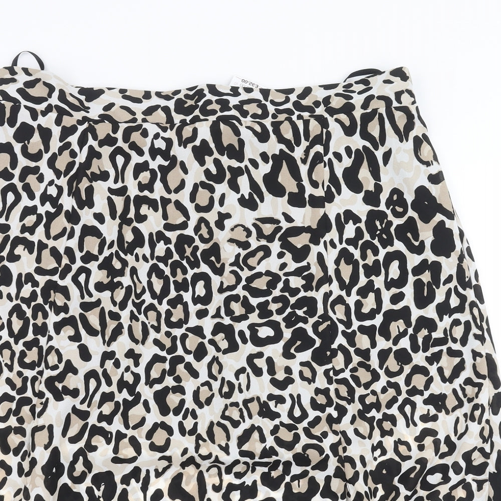 Wallis Womens Beige Animal Print  A-Line Skirt Size 18  - Leopard print