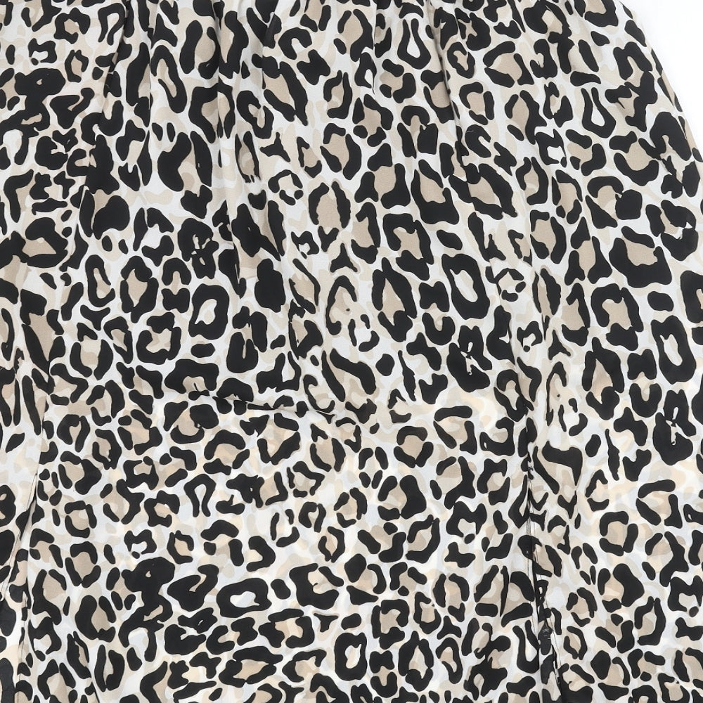 Wallis Womens Beige Animal Print  A-Line Skirt Size 18  - Leopard print