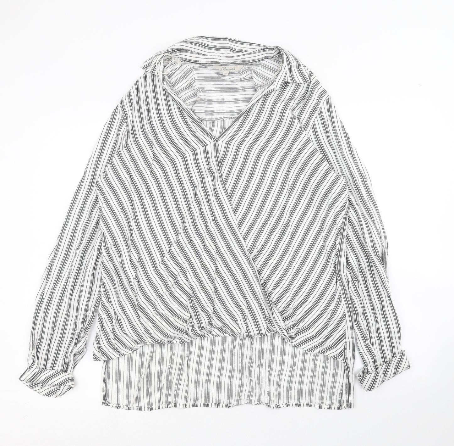 Peacocks Womens Grey Striped  Basic Blouse Size 6
