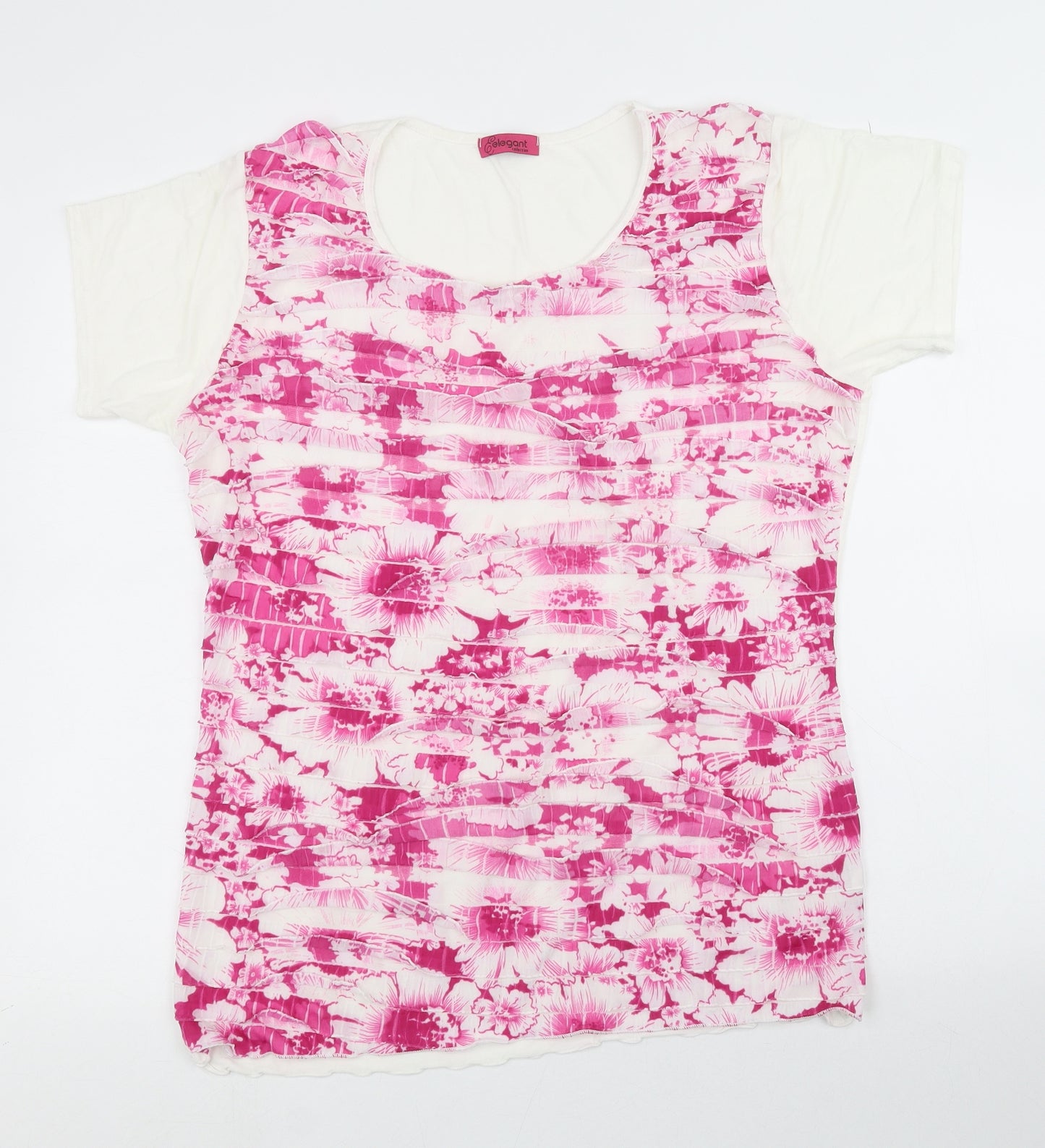 Elegance Womens Purple Floral  Basic T-Shirt Size 18