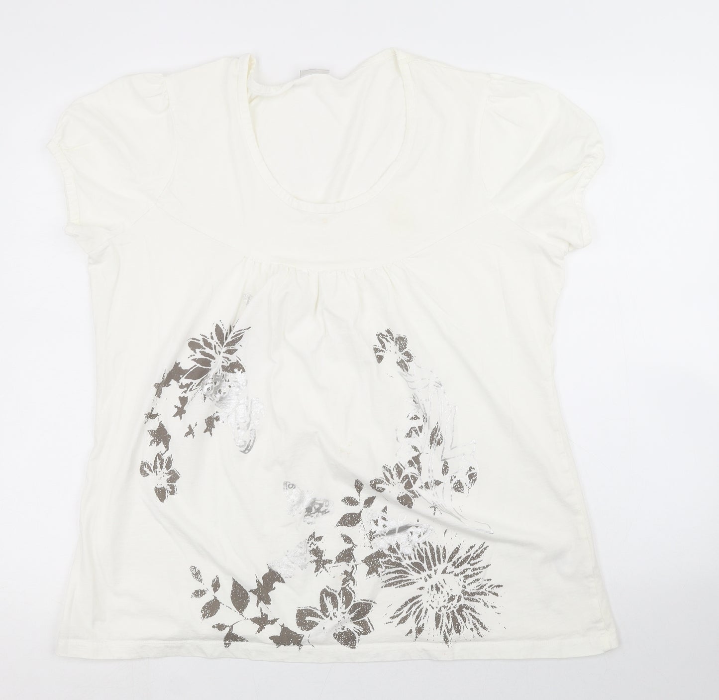 Damart Womens White Floral  Basic Blouse Size 18