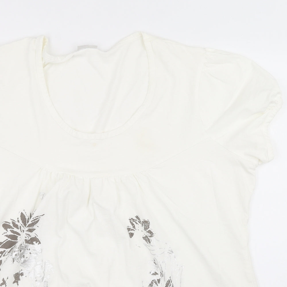 Damart Womens White Floral  Basic Blouse Size 18