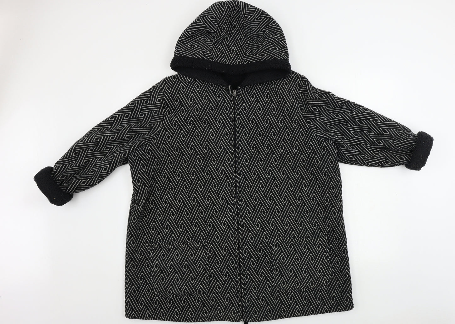 Bonmarché  Womens Black Geometric  Jacket Coat Size L