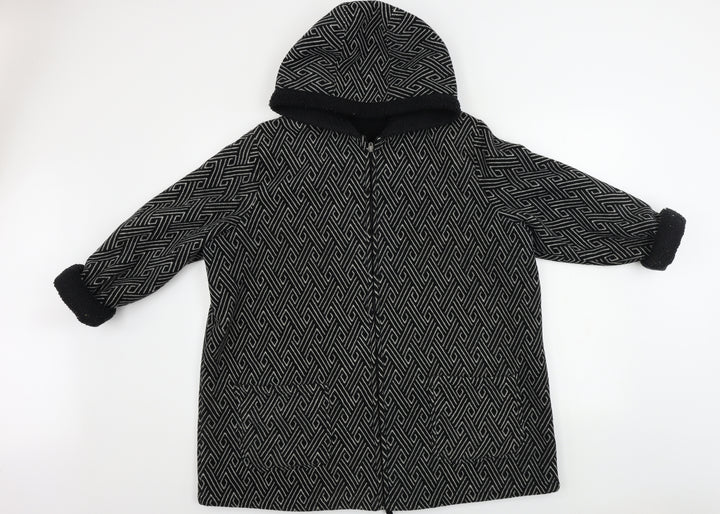 Bonmarché  Womens Black Geometric  Jacket Coat Size L
