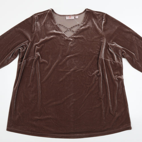 Preworn  Womens Brown   Basic Blouse Size 2XL