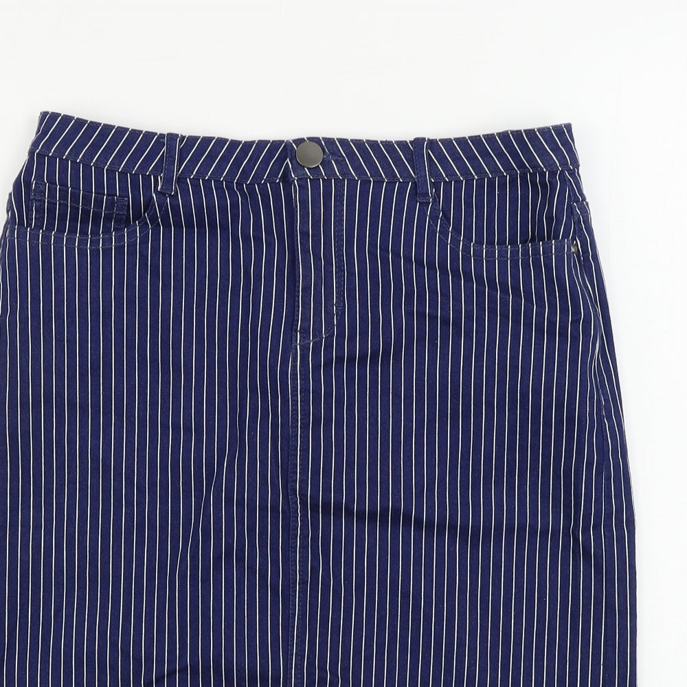 TU Womens Blue Striped  Bandage Skirt Size 10