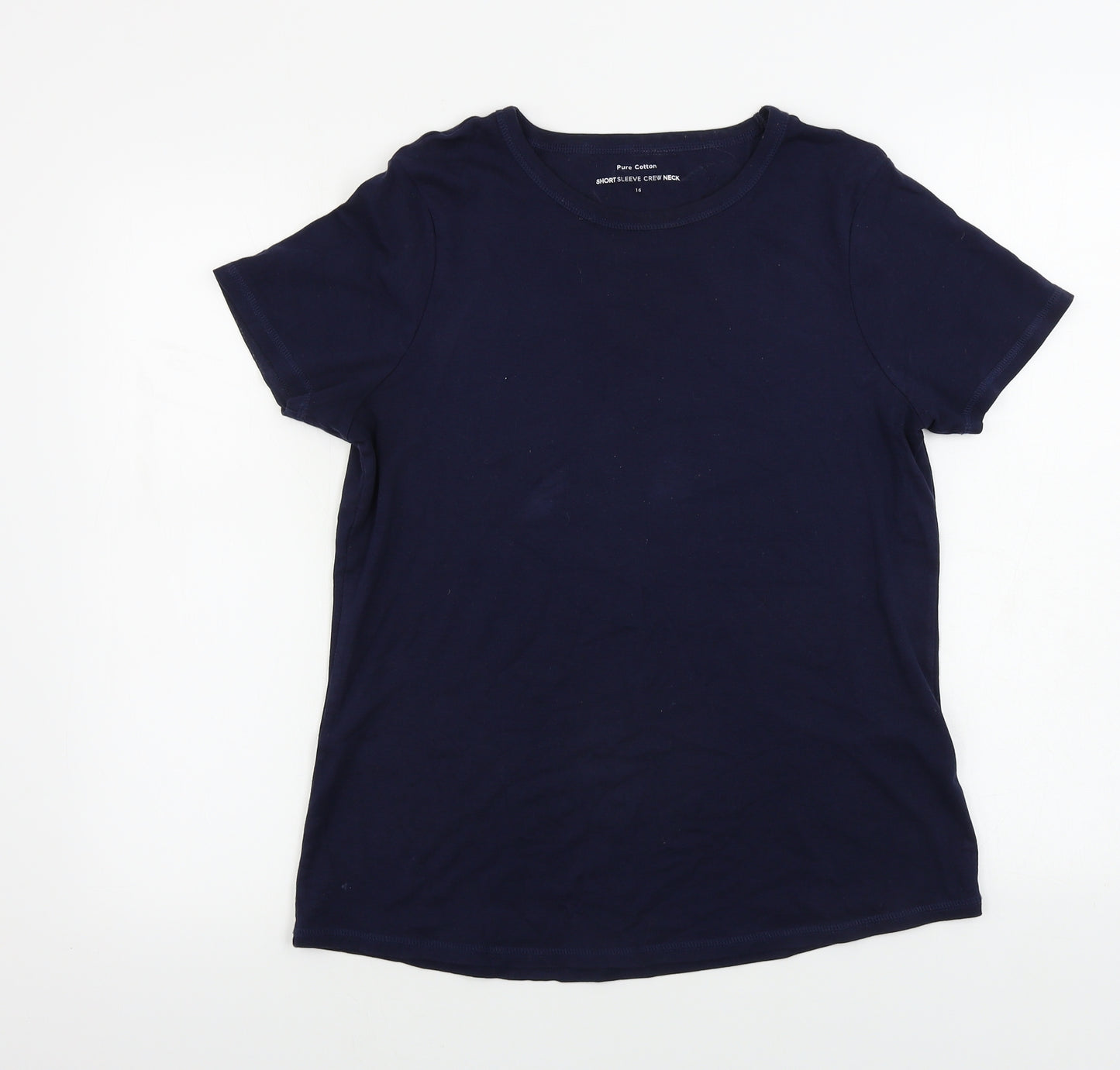 Marks and Spencer Womens Blue Houndstooth  Basic T-Shirt Size 16