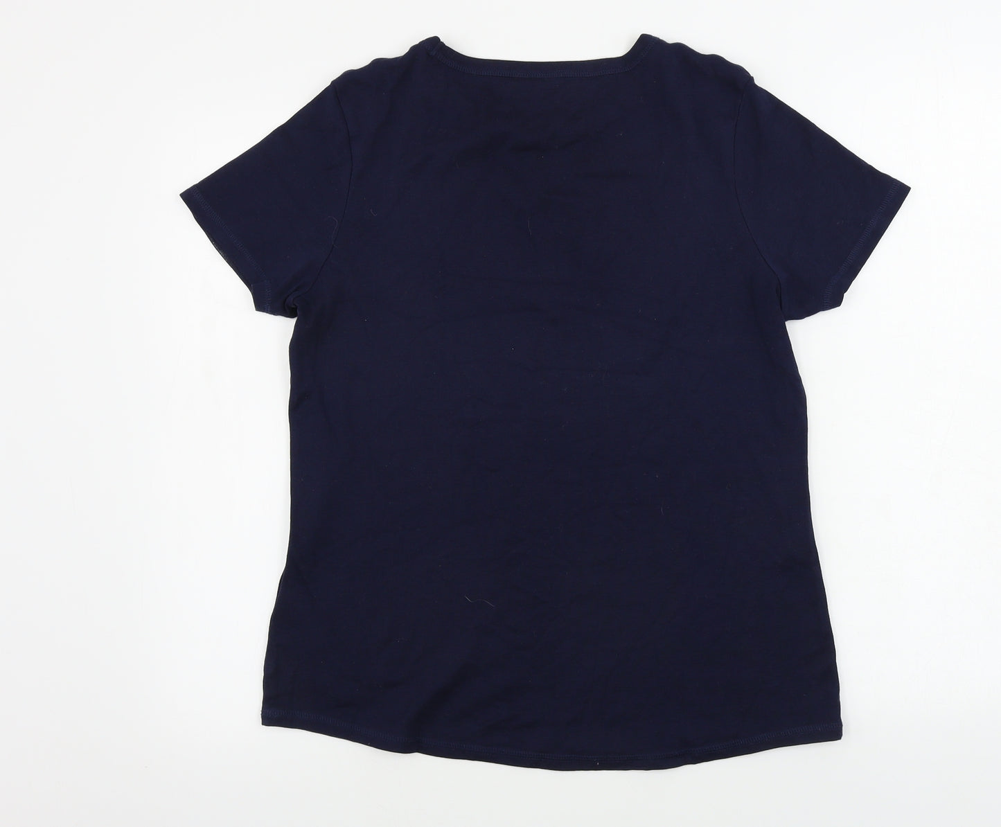 Marks and Spencer Womens Blue Houndstooth  Basic T-Shirt Size 16