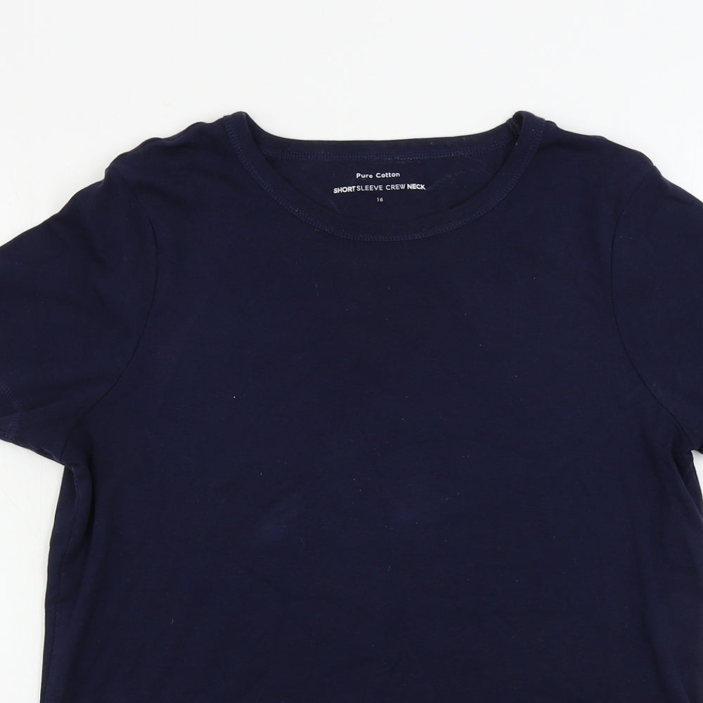 Marks and Spencer Womens Blue Houndstooth  Basic T-Shirt Size 16
