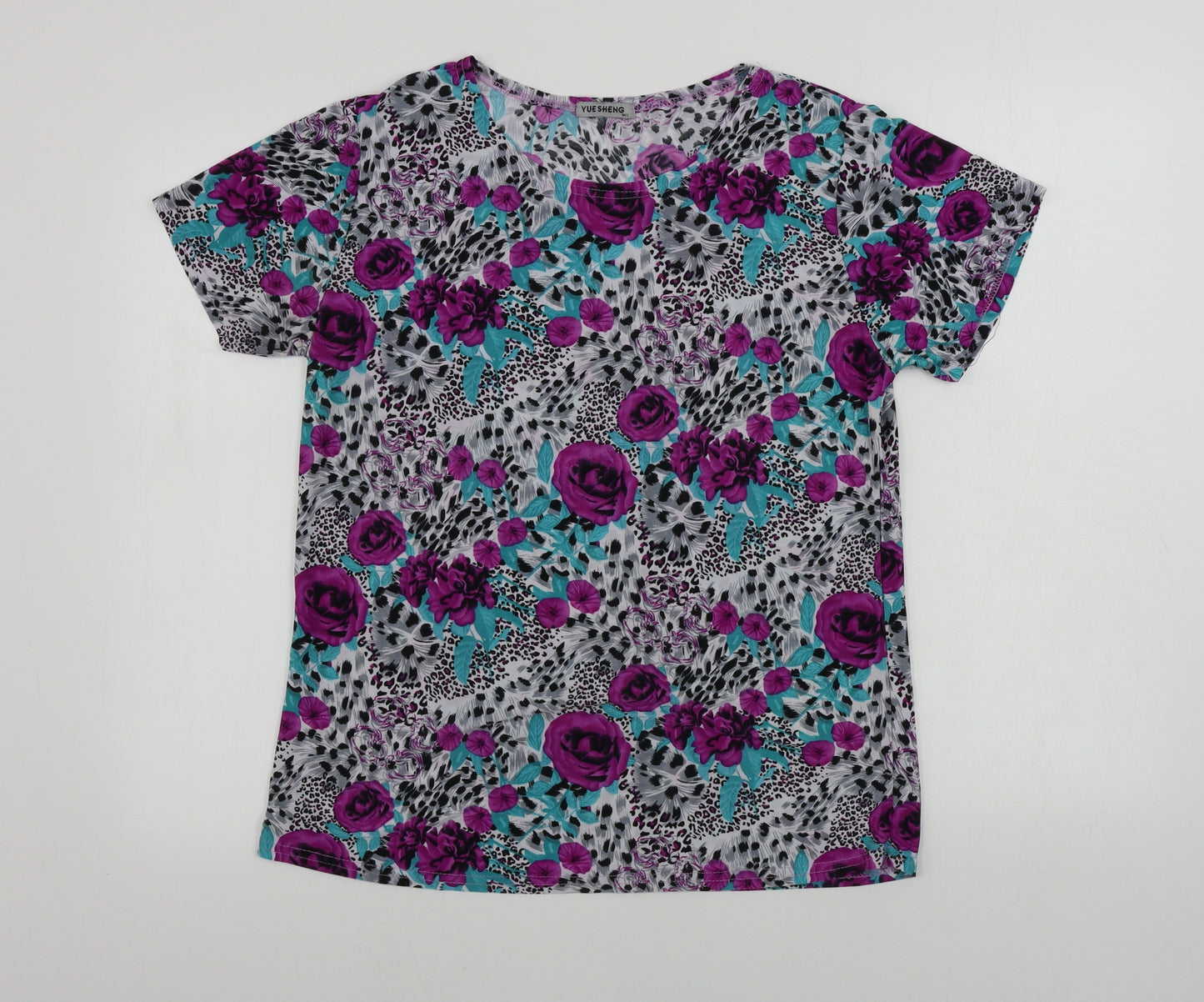 Yuengling  Womens Grey Floral  Basic T-Shirt Size M