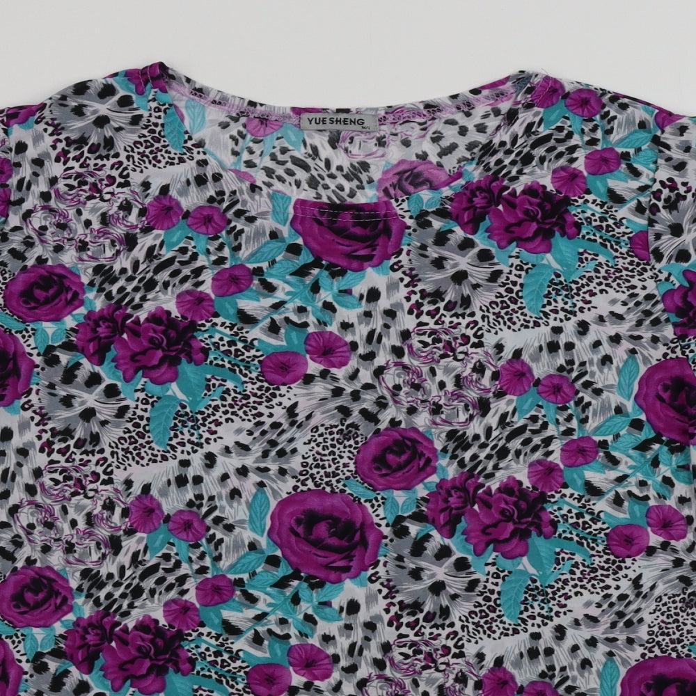Yuengling  Womens Grey Floral  Basic T-Shirt Size M