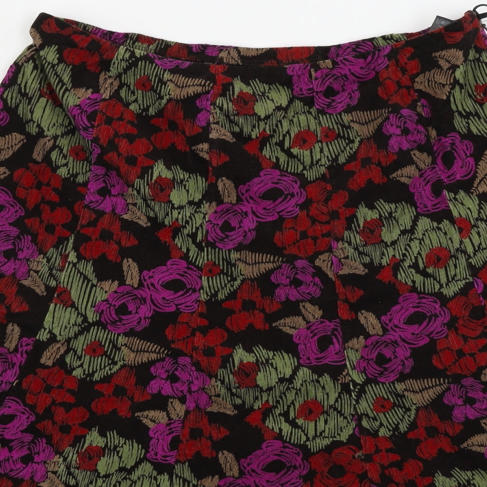 Marks and Spencer  Womens Brown Floral  A-Line Skirt Size 16