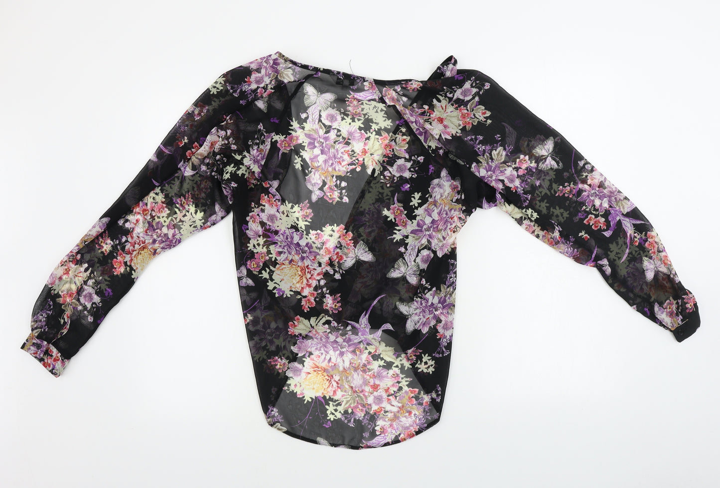 New Look Womens Black Floral  Basic Blouse Size 8