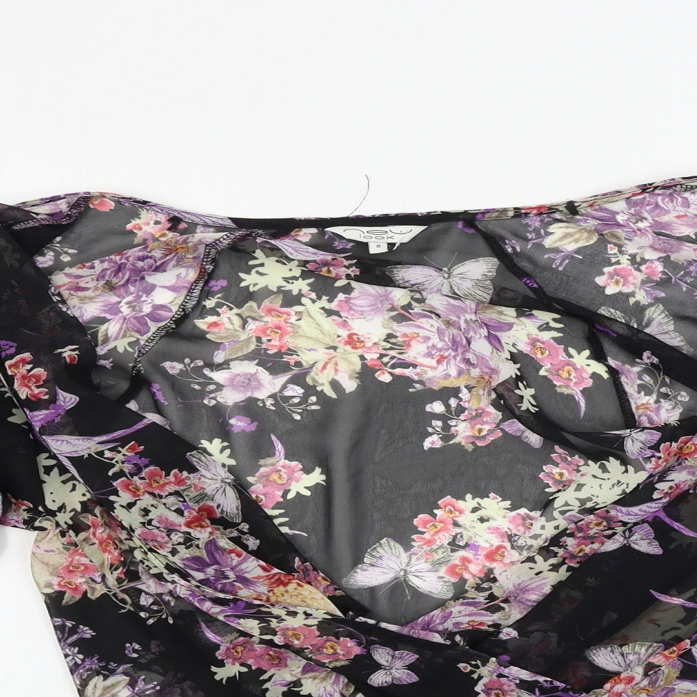 New Look Womens Black Floral  Basic Blouse Size 8