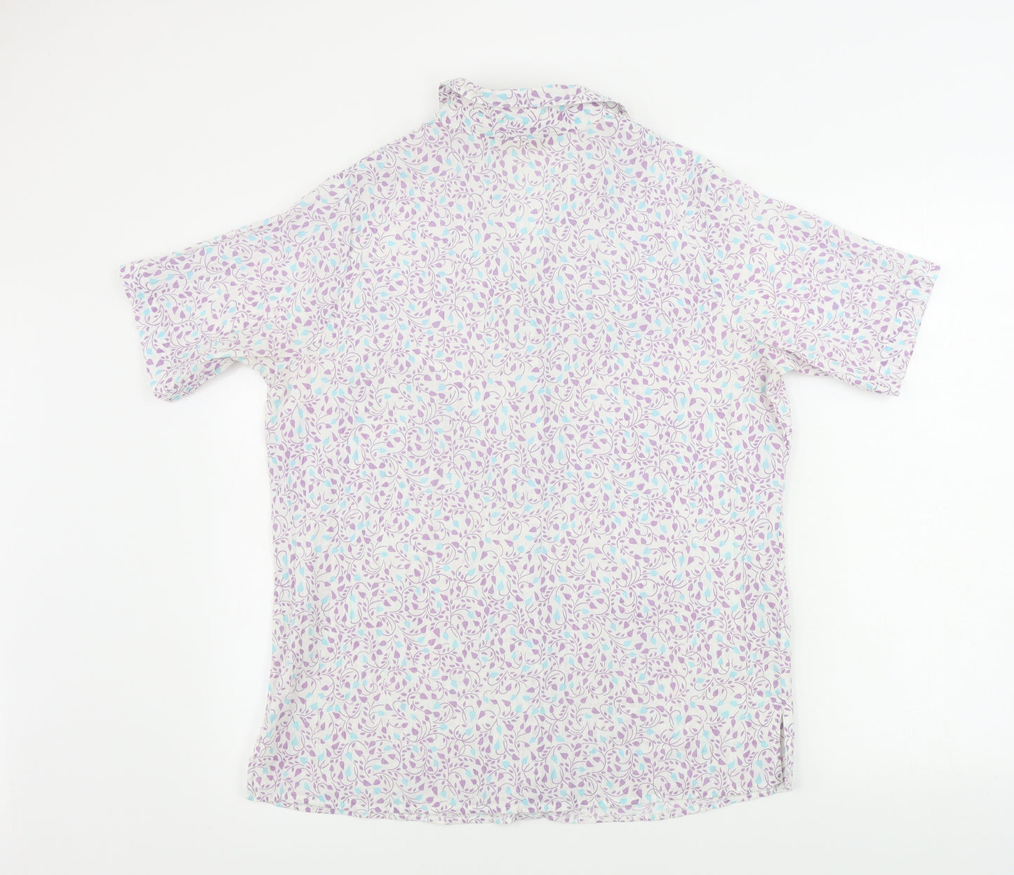 EWM Womens White Floral  Basic Button-Up Size 14