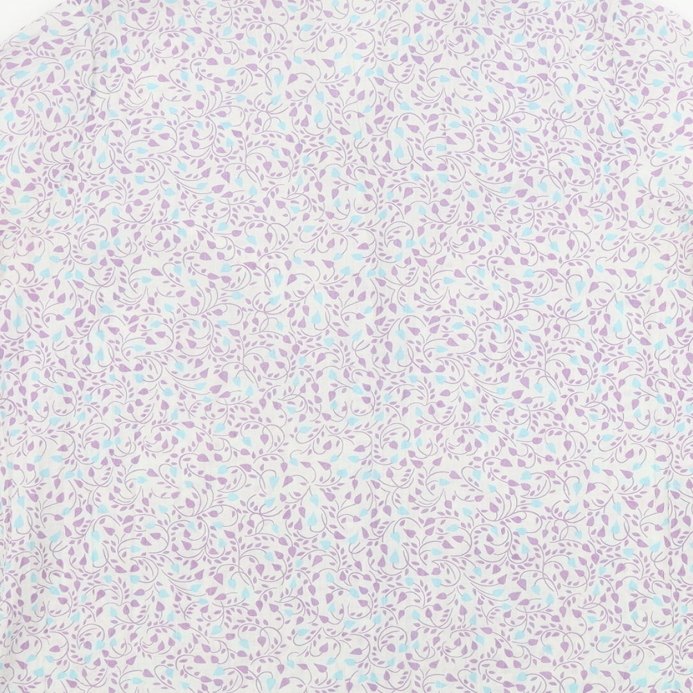 EWM Womens White Floral  Basic Button-Up Size 14