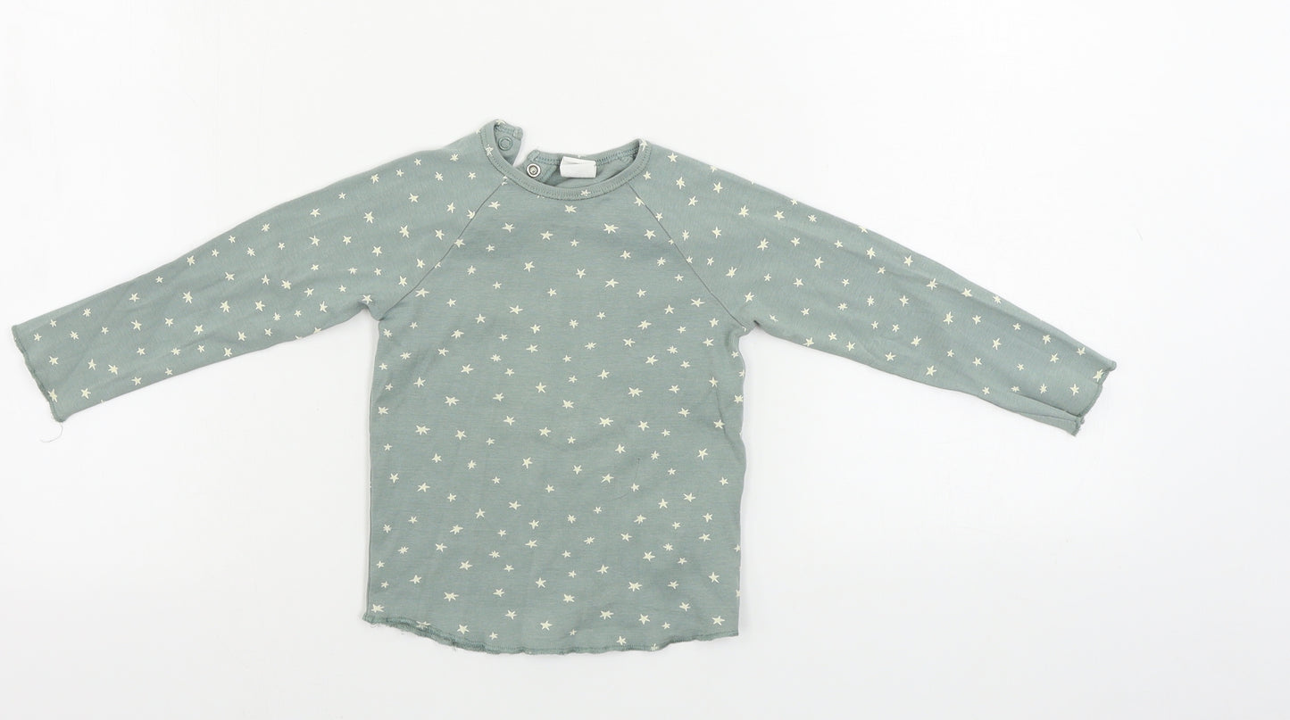 H&M  Girls Green   Basic T-Shirt Size 2 Years  - star pattern