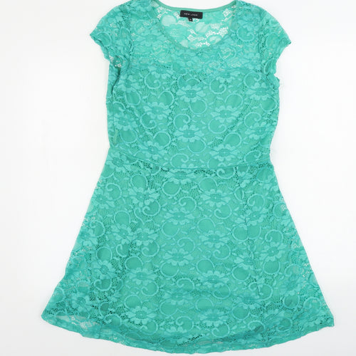 New Look  Womens Green Floral  A-Line  Size 14